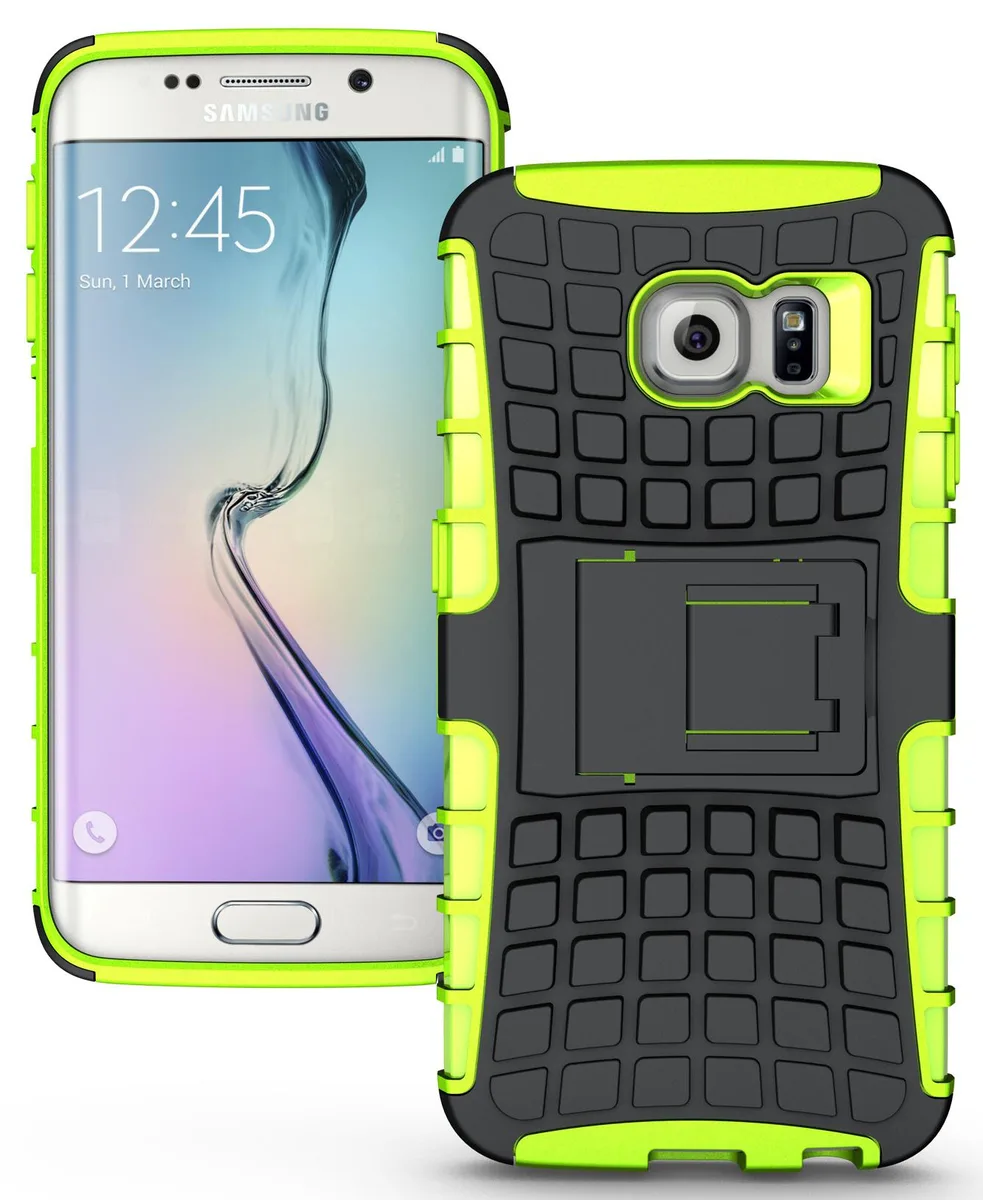 Nakedcellphone Nakedcellphone Grenade Hybrid Case with Stand Lime Green for Samsung Galaxy S6 Edge — product photo