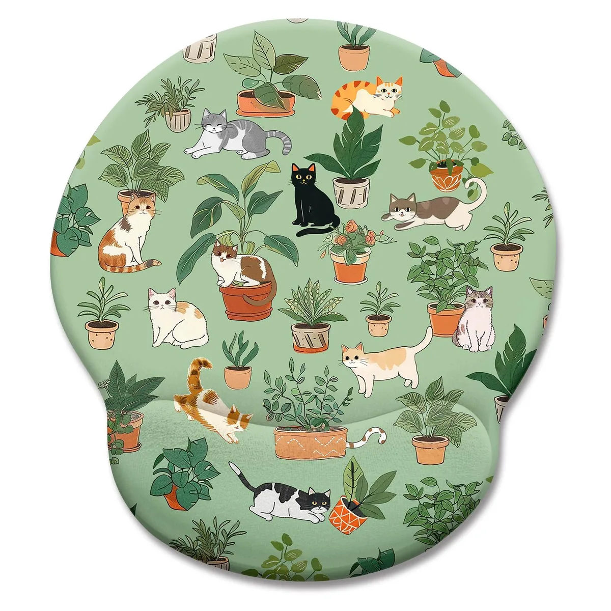 KEHIPI KEHIPI Cat Ergonomic Mouse Pad with Wrist Rest Green 9.8 x 8.6 in — product photo