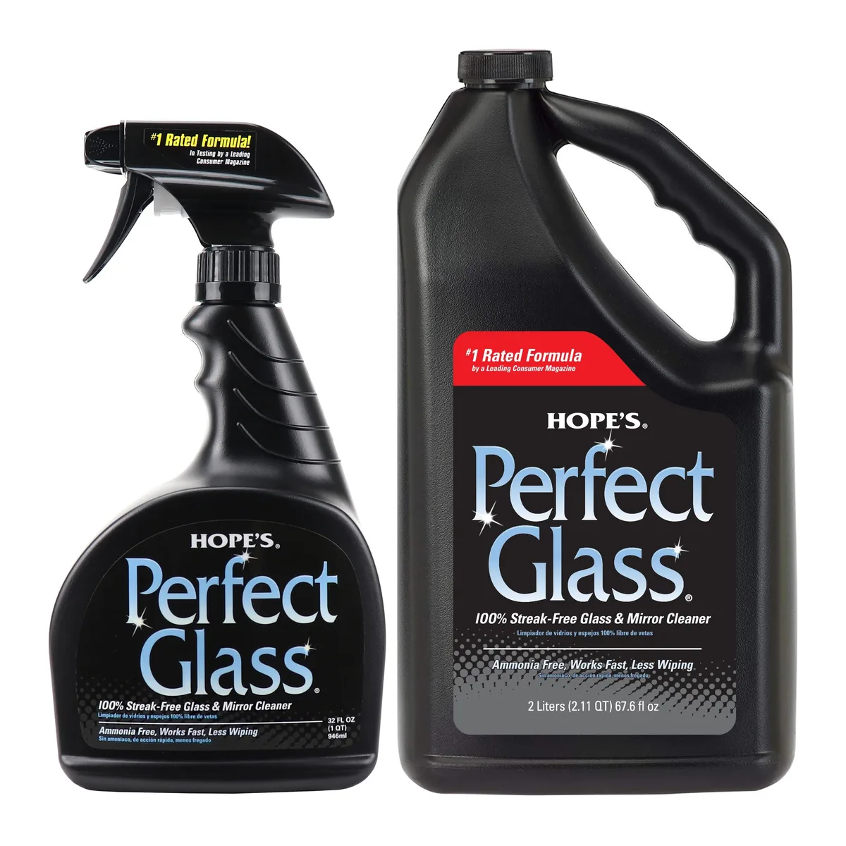  Hope's Perfect Glass Cleaner 32 fl oz Spray &amp; 67.6 fl oz Refill — product photo