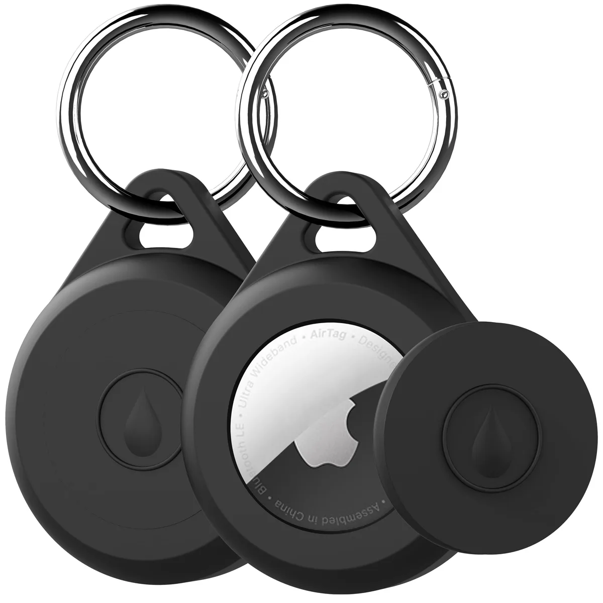  LOVYONES AirTag Keyholder Case 2-Pack Black IPX8 Waterproof Shockproof — product photo