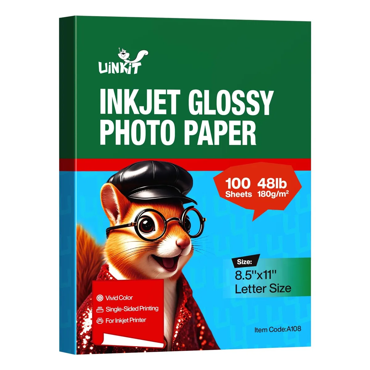 Pack of 100 glossy white letter-size photo paper sheets