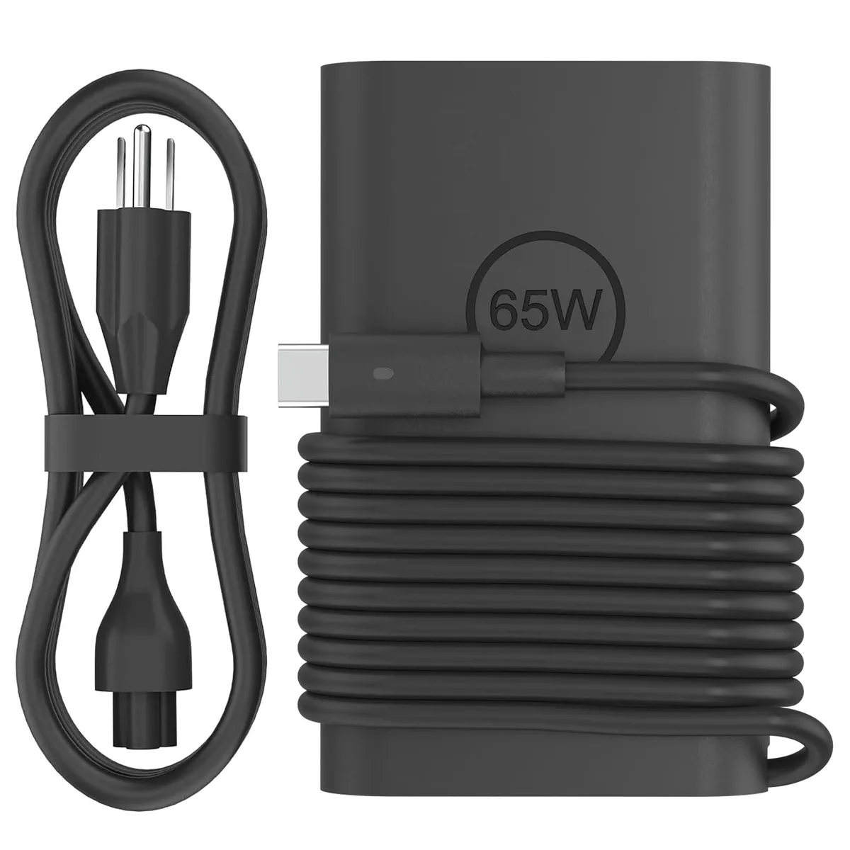 Black rectangular USB-C power adapter with detachable cord