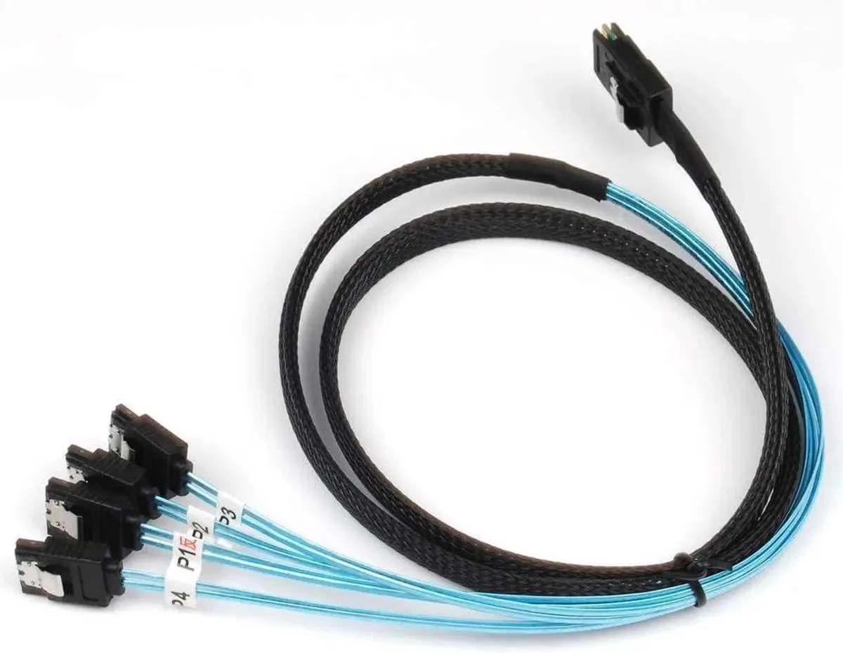 SMUGDESK SMUGDESK Reversed Mini SAS 36Pin SFF8087 Male to 4 SATA 7Pin Female Cable — product photo