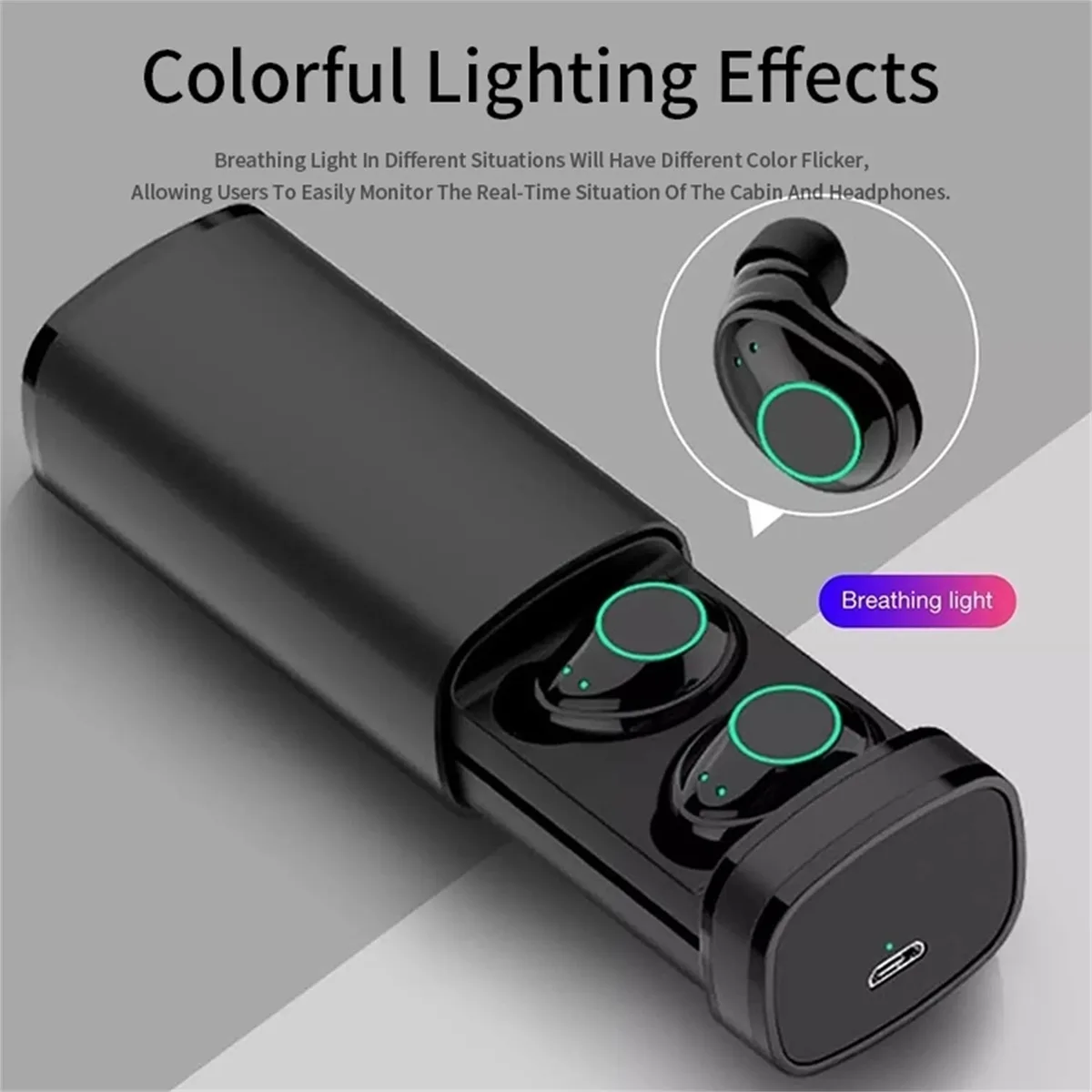 Glorine Glorine Wireless Earbuds Black Bluetooth Headset 70h Standby 5.0 — product photo