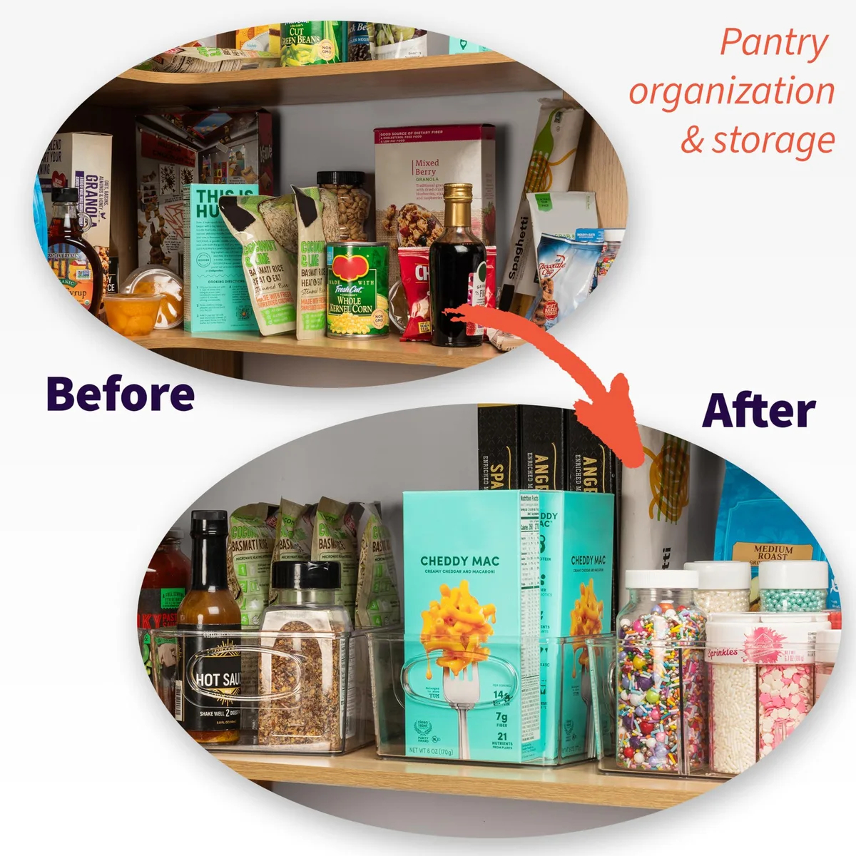 Two clear plastic storage bins with built-in side handles and removable dividers