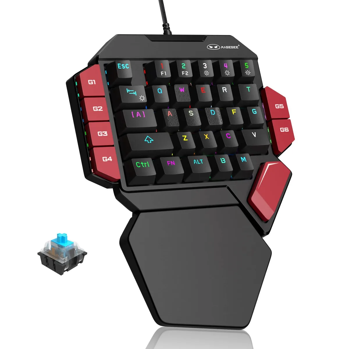  Magegee MK-Axe 35-Key One-Handed Gaming Keyboard Blue Switch RGB Wired Black/Red — product photo