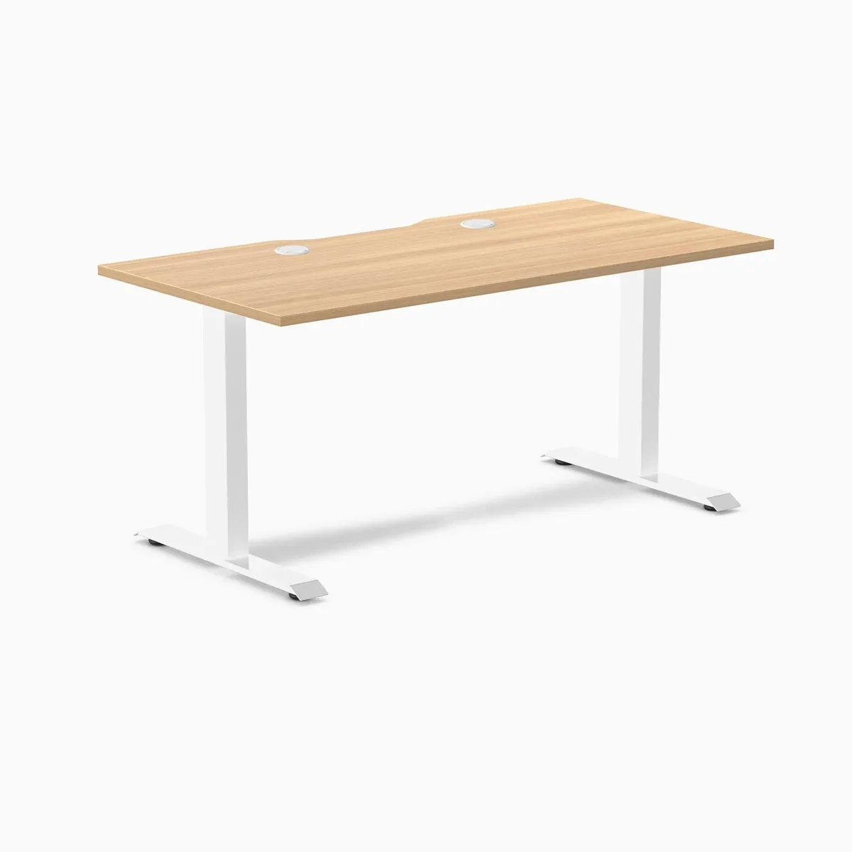 Desky Desky Zero Scalloped Laminate Desk Sublime Teak White 59.1 x 29.5 in with Grommets — product photo