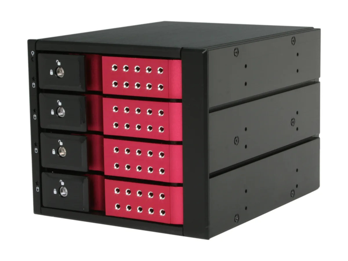 iStarUSA Inc. iStarUSA Inc. BPN-DE340SS-RED 3×5.25" to 4×3.5" SAS/SATA Trayless Hot-Swap Cage server accessory — product photo
