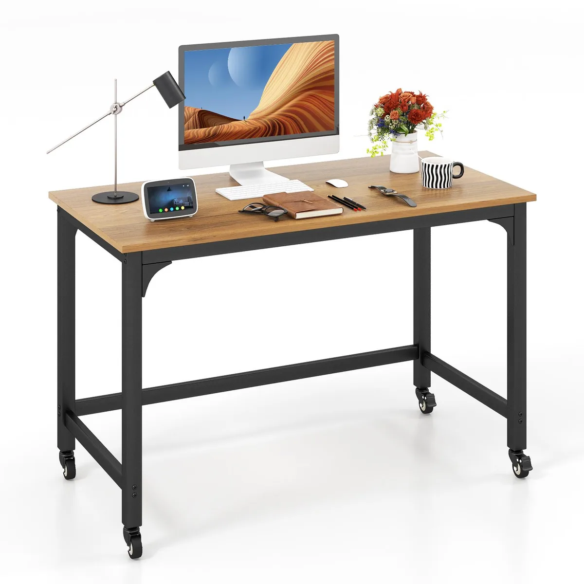 SlickBlue SlickBlue 48" Rolling Desk Natural/Black 48x24x30" 210 lbs — product photo