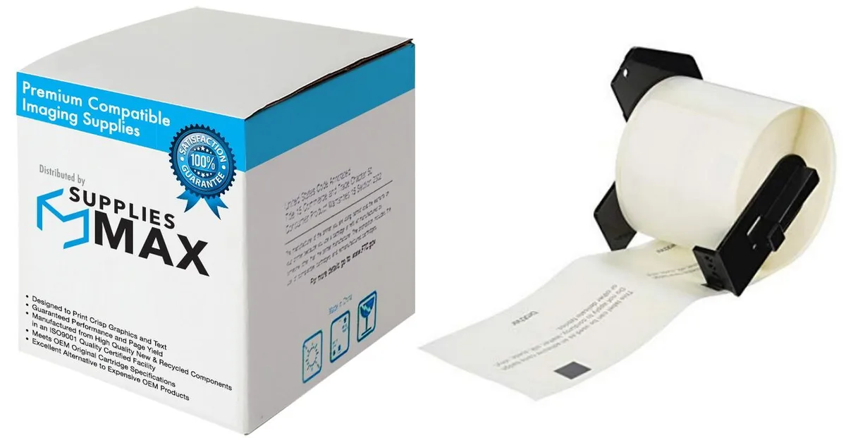 SuppliesMax SuppliesMax Brother DK-1234 Die-cut Adhesive Name Badge Label Tape 2.3in x 3.4in — product photo