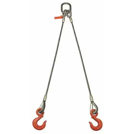 Steel wire rope sling, 3 ft long, uncoated 1/2 in diameter, 6 x 19 strand, IWRC core, bridle configuration