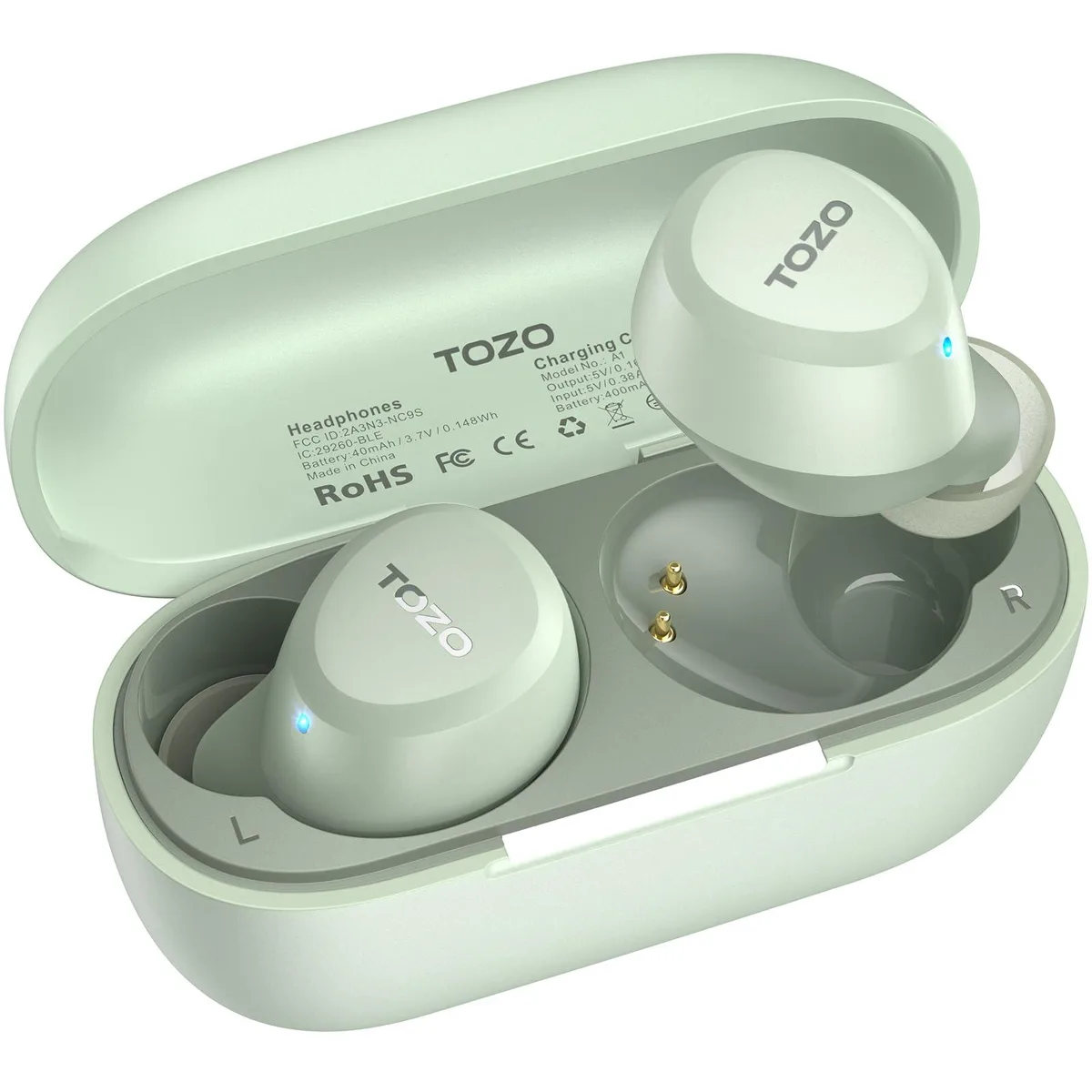  TOZO A1 Green In-Ear Earbuds Bluetooth 5.3 3.7g — product photo
