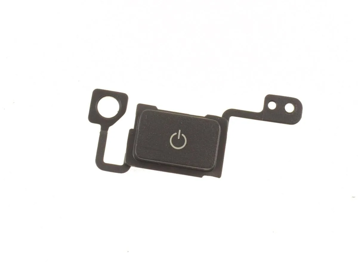 Small rectangular power button cover with icon, silver finish
