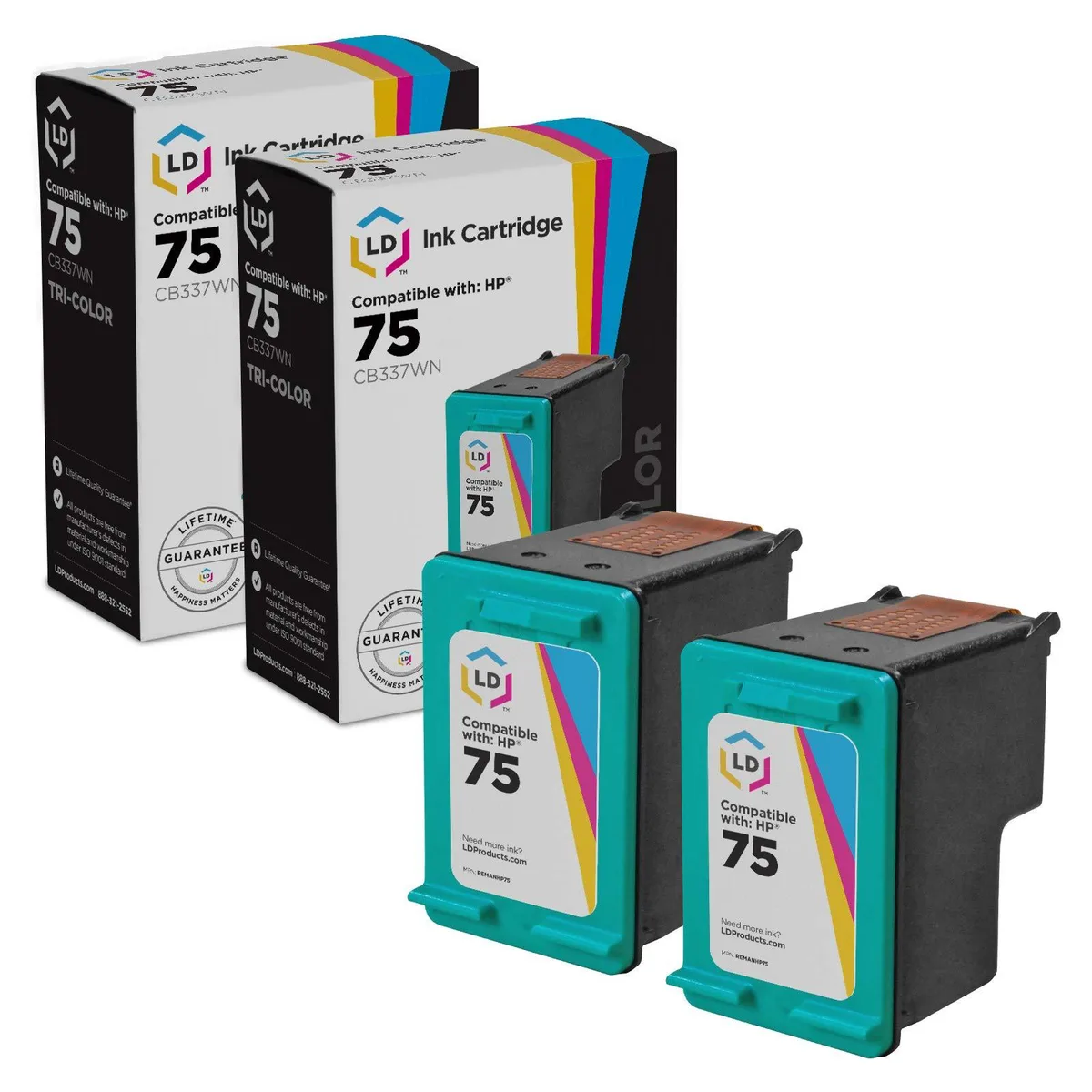 LD Products LD Products HP 75 CB337WN Color Ink Cartridge 2-Pack — product photo