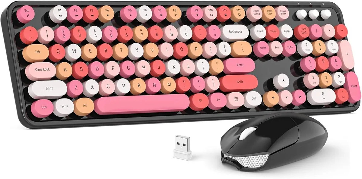 usbroway usbroway Wireless Keyboard and Mouse Combo Black Colorful 2.4G Full-size Gaming Keyboard — product photo