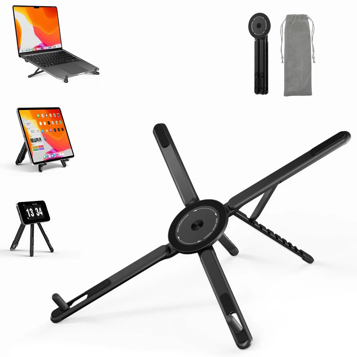 No Sew No Sew SD-E05S 3-in-1 Magnetic Foldable Stand Black — product photo