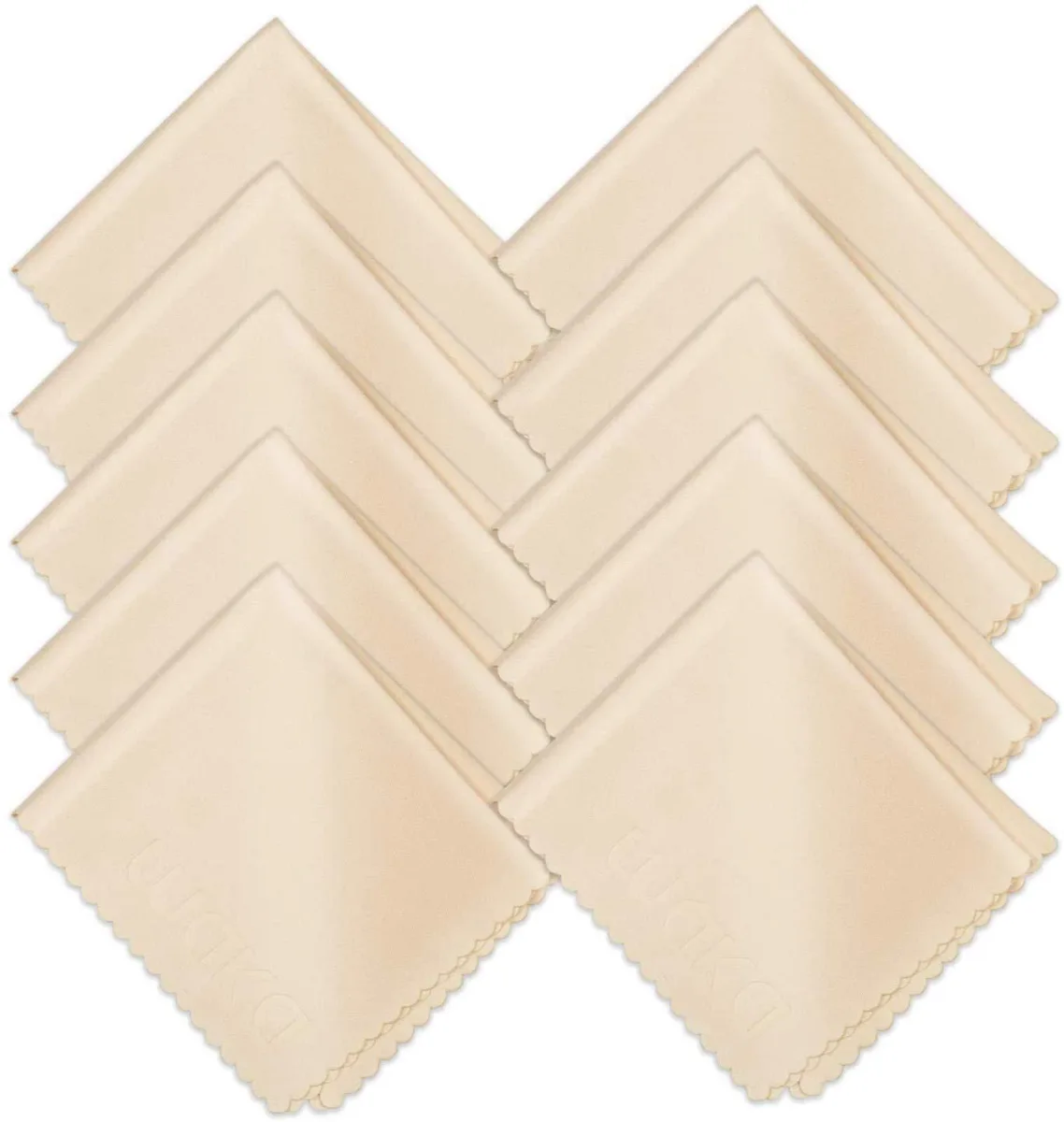 Ten light-yellow microfiber cloths, individually bagged, ARC edges
