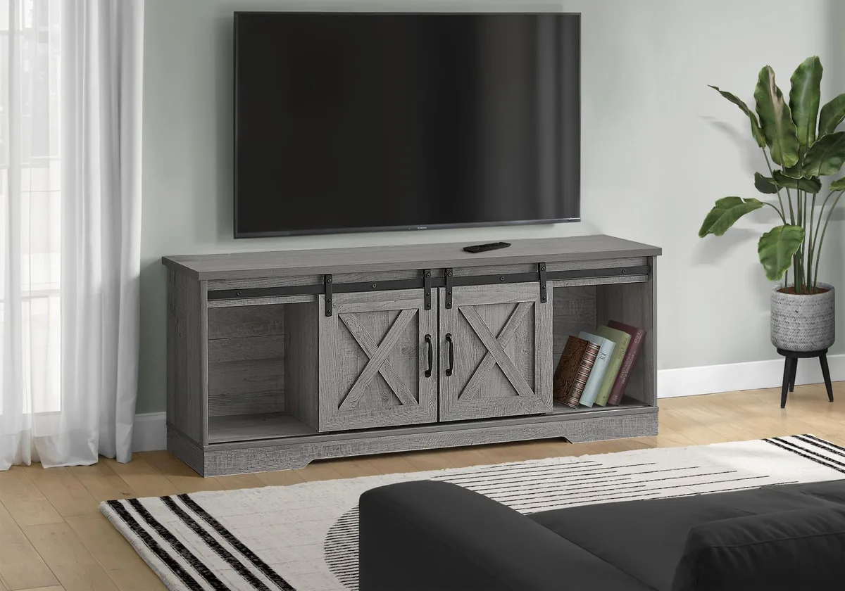 tuphen tuphen 60 Inch TV Stand Grey Laminate 59 x 15.5 x 23.5 Inches — product photo