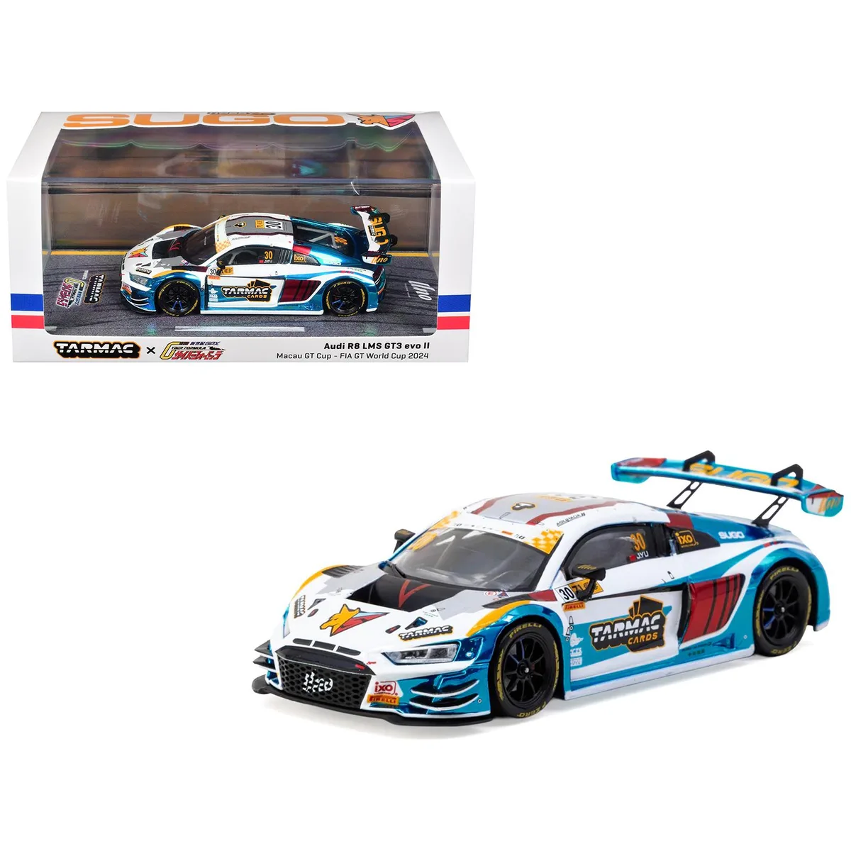 Tarmac Works Tarmac Works Audi R8 LMS GT3 evo II #30 Macau GT Cup 2024 1/43 Diecast with Poster — product photo