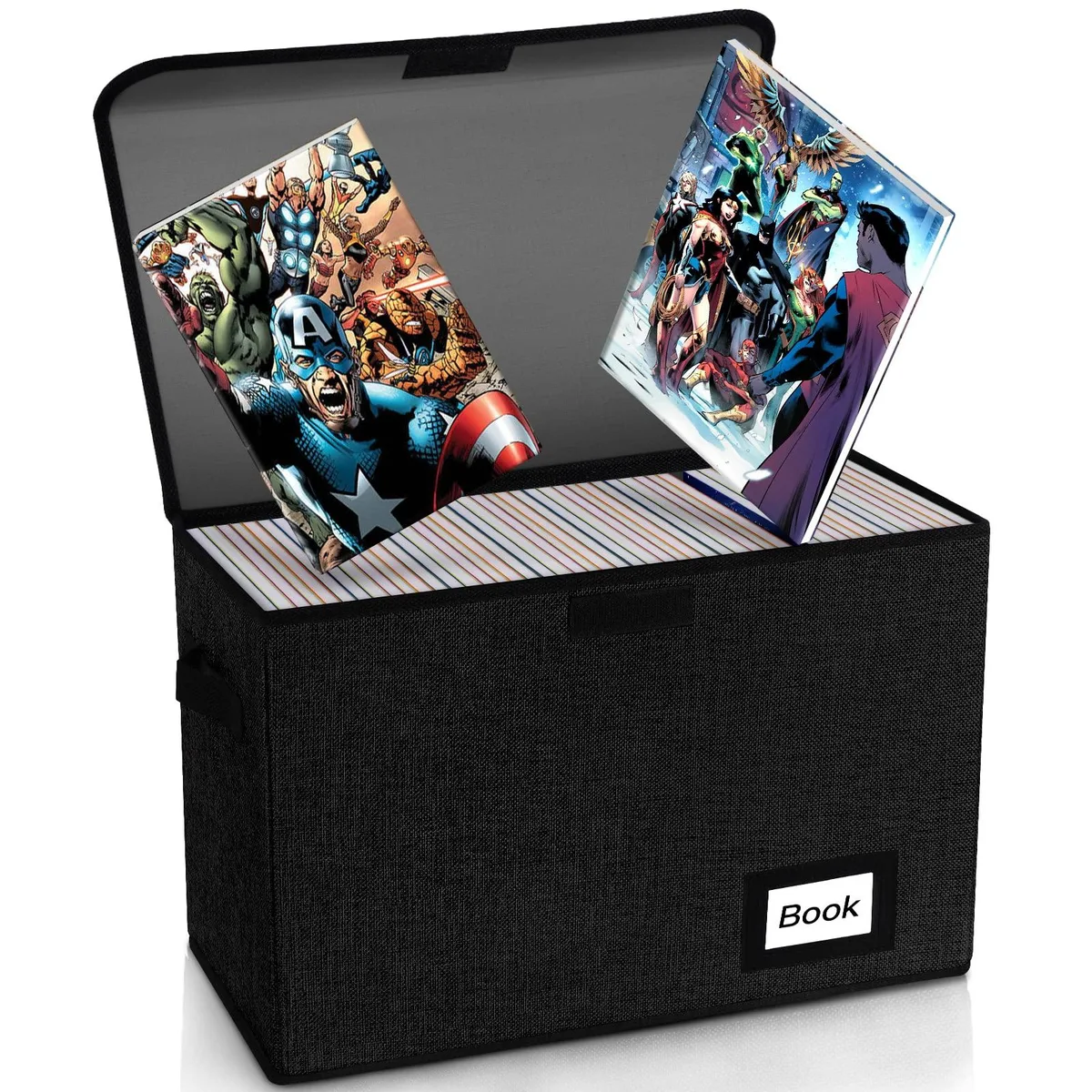  YNSZAS Collapsible Comic Book Storage Box 15.8" x 7.8" x 11.8" Black — product photo