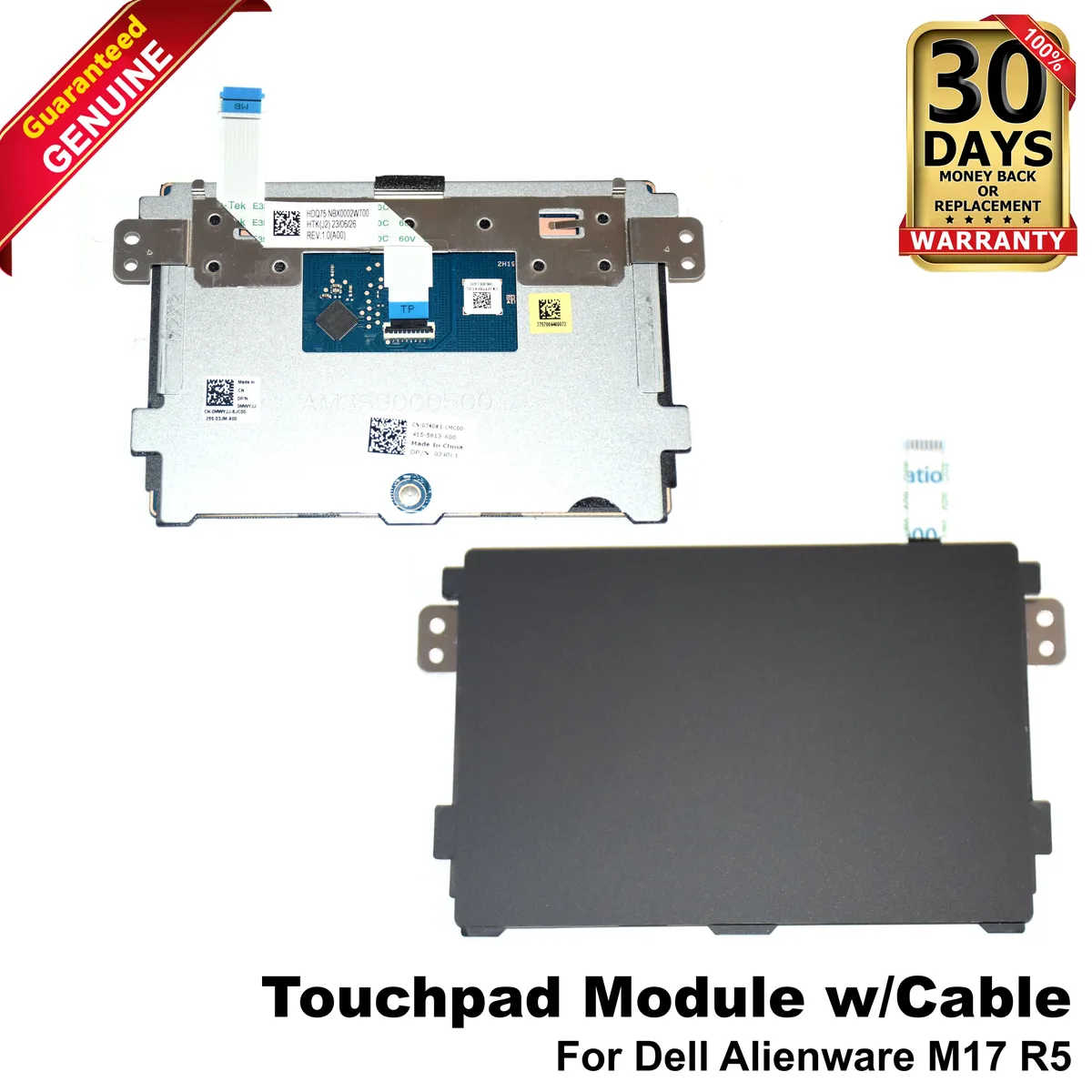 Black touchpad module with cable for Alienware M17 R5