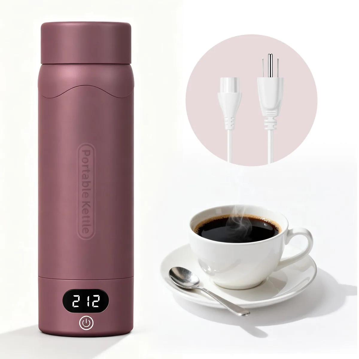  AerRoll Plug-in Travel Portable Kettle 500 mL Cranberry — product photo