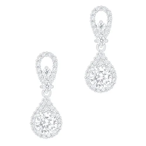 ORROUS &amp; CO ORROUS &amp; CO 18k Gold Plated Cubic Zirconia Halo Drop Earrings 0.95 carats White Gold — product photo