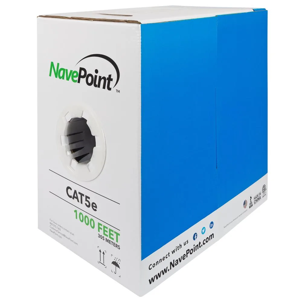 NavePoint NavePoint CAT5e CMR Riser UTP 24AWG 350MHz 1000FT Black network ethernet cable — product photo