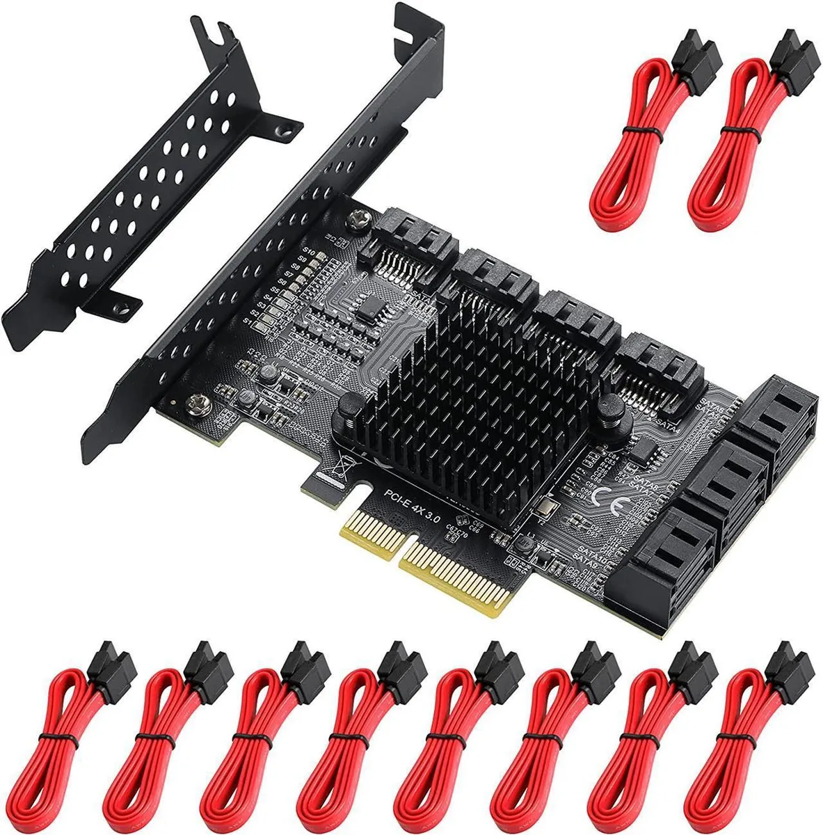 Vszerda Vszerda PCIe SATA Controller Card 10 Port Low Profile Bracket expansion card — product photo