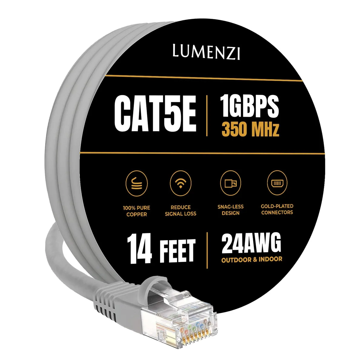 Lumenzi Lumenzi Cat 5e Ethernet Cable 14 FT Grey Shielded — product photo
