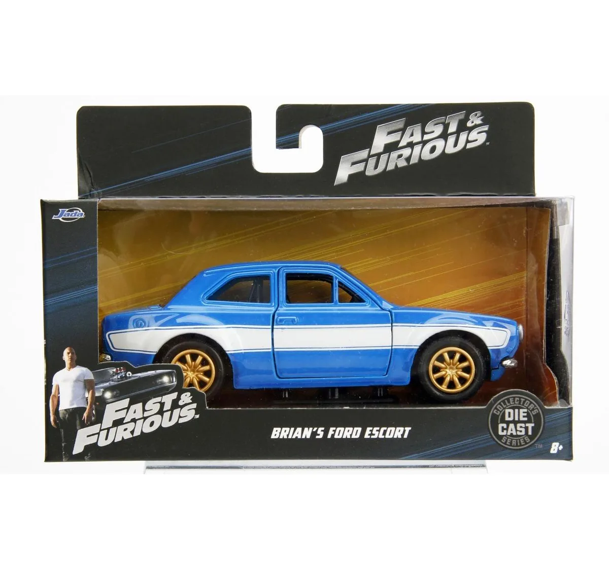 Jada Jada Brian's Ford Escort Light Blue White Stripes Fast Furious 1/32 Diecast Vehicle — product photo