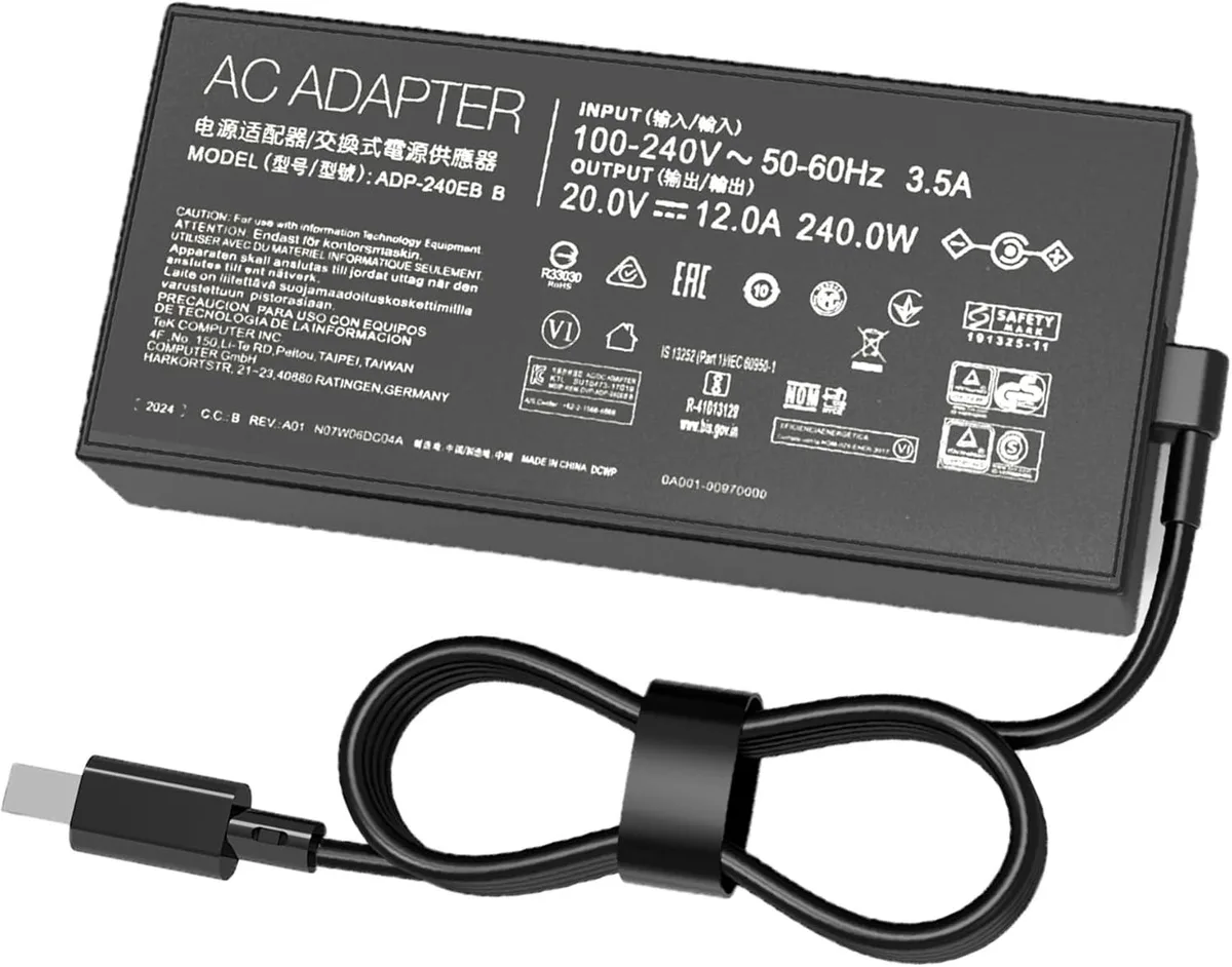 NShi NShi 240W AC adapter for Asus ROG Zephyrus G16 2025 GU605 GA605 ProArt P16 H7606 TUF A16 A14 FA608 FA401 — product photo