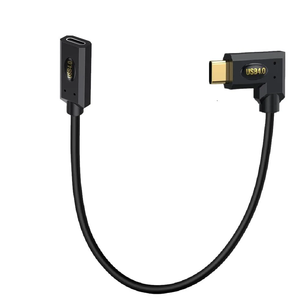 BUCIER BUCIER 1ft USB 4.0 Type C Extension Cable Straight Female to Left &amp; Right Angle Male 240W 5A 40Gbps 8K@60Hz — product photo
