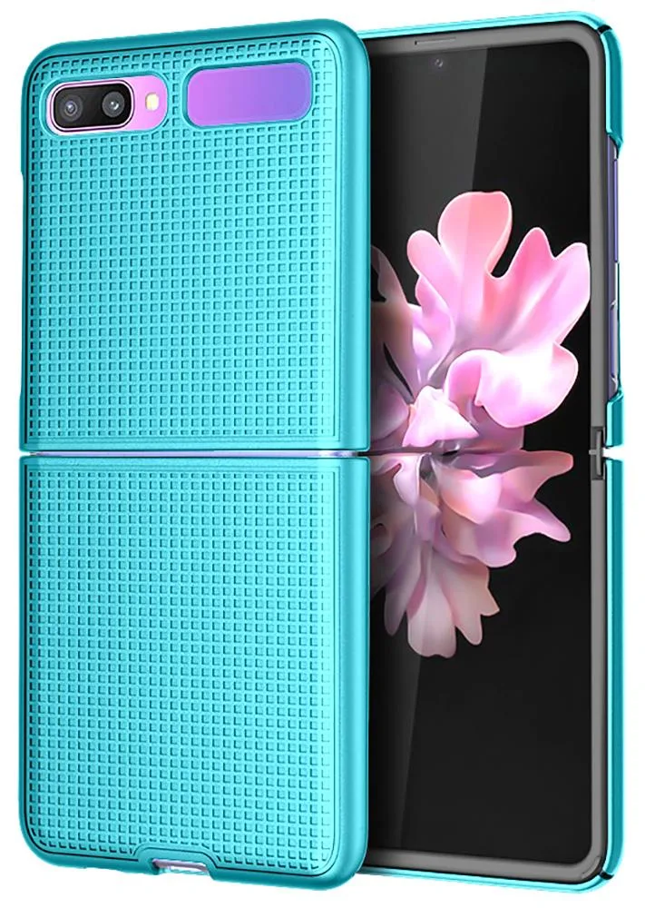 Nakedcellphone Nakedcellphone Grid Case Snap-On Cover Teal Mint for Samsung Galaxy Z Flip SM-F700 SM-F707 — product photo