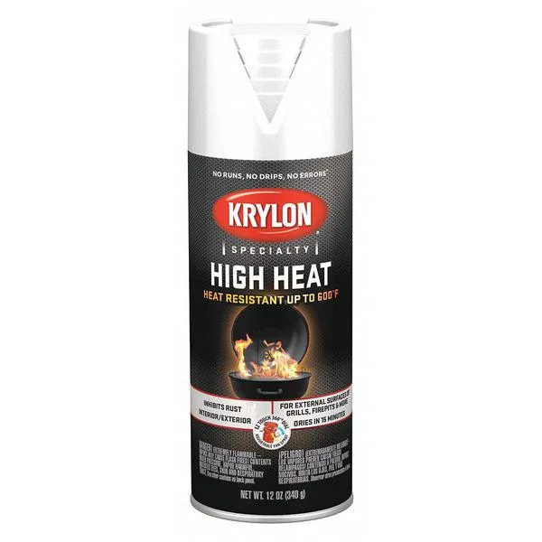 A 12 oz Krylon spray paint can in white flat finish