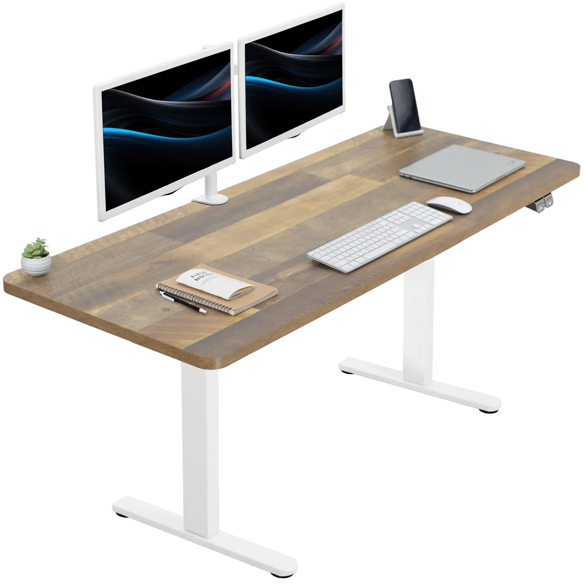 VIVO VIVO Electric Standing Desk 60 x 24 Reclaimed Wood White Frame — product photo