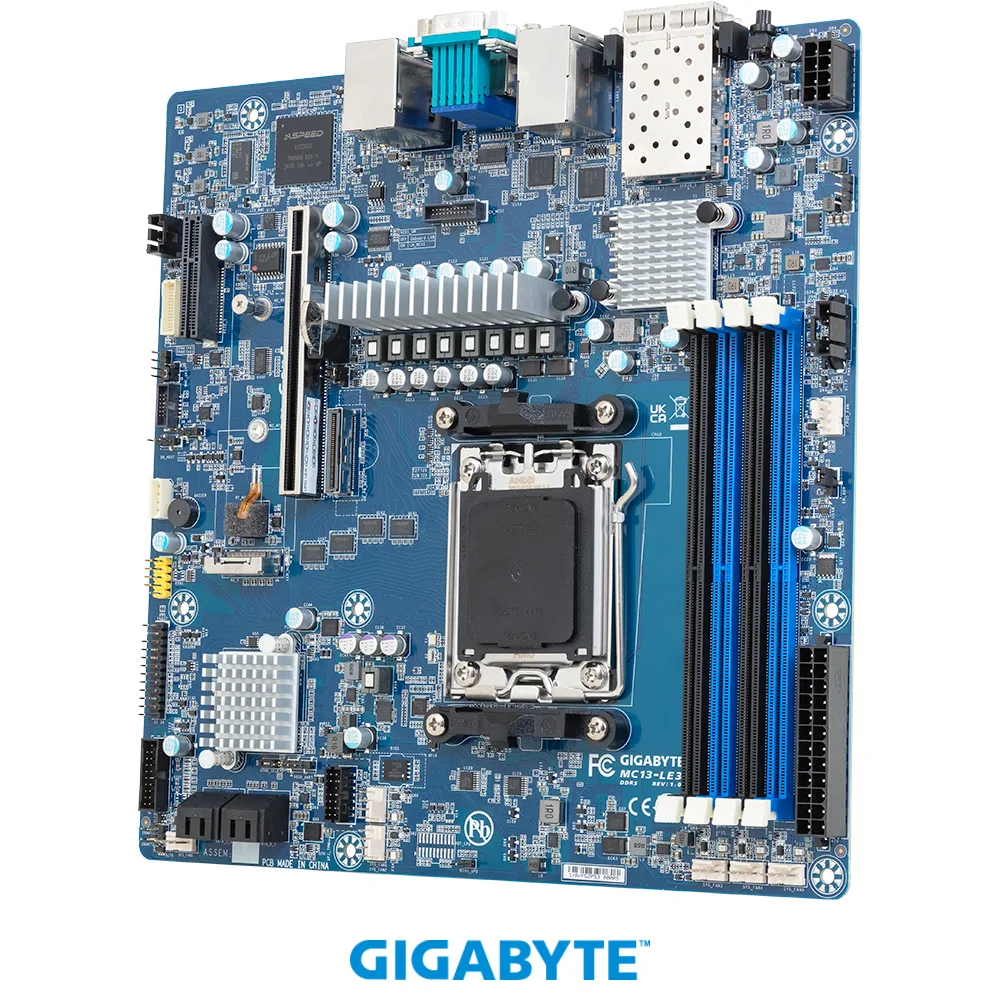 GIGABYTE GIGABYTE MC13-LE3 server motherboard AMD EPYC 4005 4004 Ryzen 9000 7000 25Gb/s 1Gb/s LAN — product photo