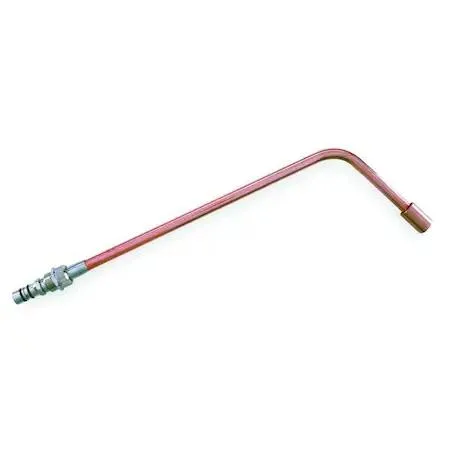 A brass welding heating tip, nineteen inches long, multi-flame head with tube body