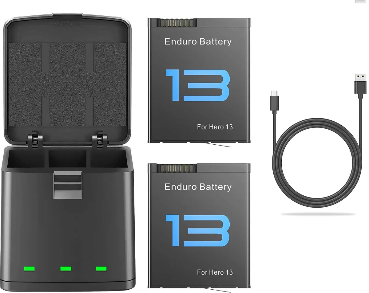 BONAEVER BONAEVER GoPro Hero 13 Battery 2-Pack 2100mAh 3-Channel Charger — product photo