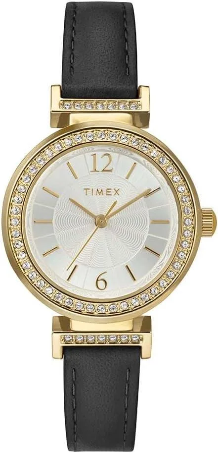 TIMEX TIMEX Trend 31mm Silver-Tone Digital Watch Black Leather 7.5in 30m Water Resistant — product photo