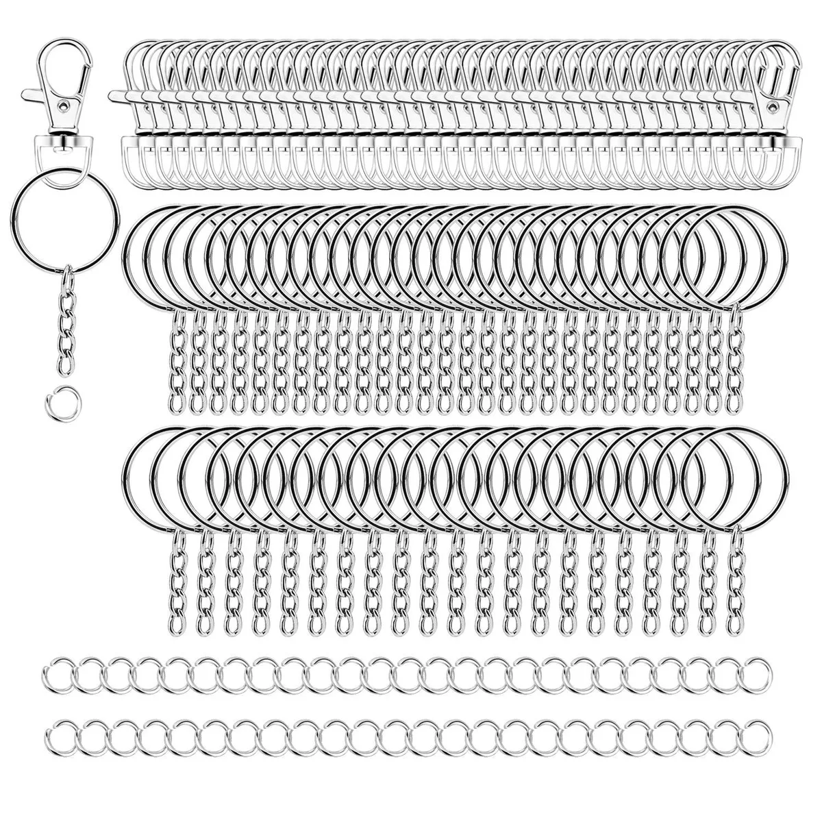  Viator Gear 100 pcs Metal Keychains with Chain and Jump Rings — product photo