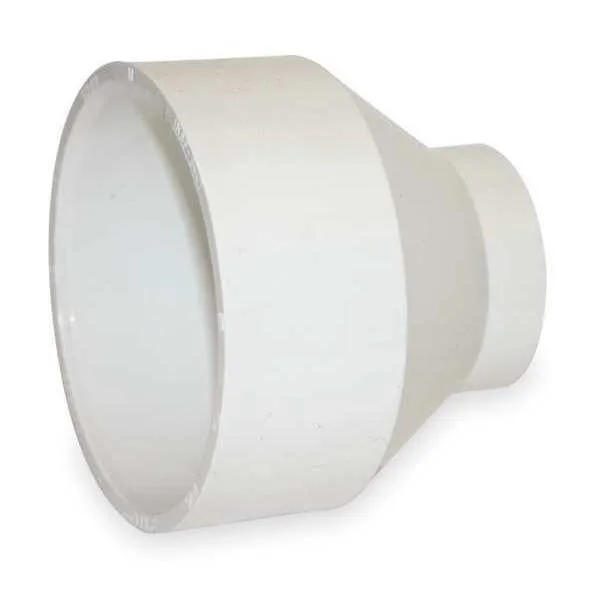 White PVC DWV reducer trap with hub connections