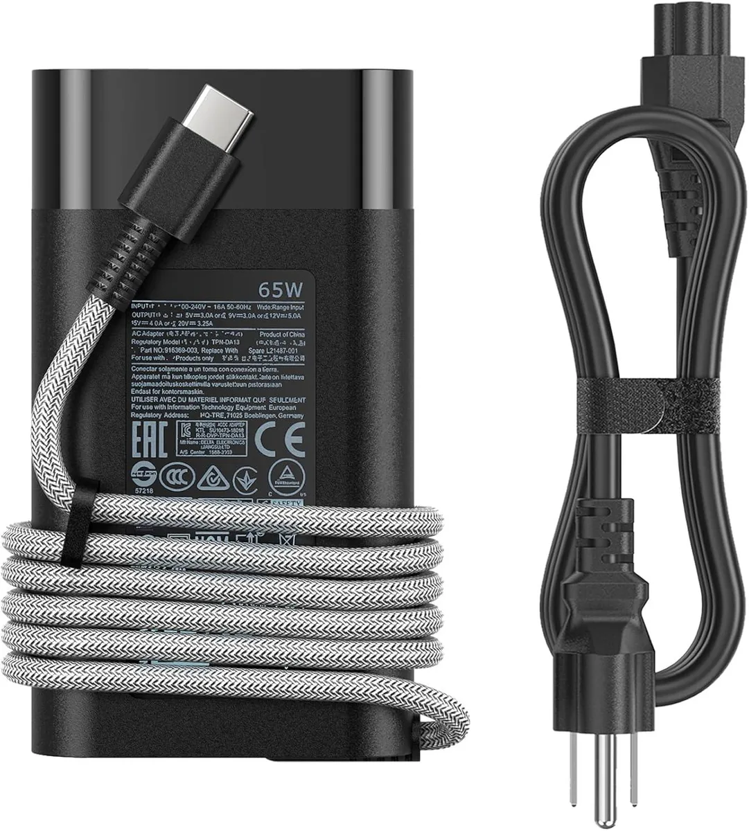 Kenuco Kenuco 65W USB-C AC Adapter for HP Envy x360 EliteBook x360 Spectre x360 Chromebook x360 Elite x2 — product photo