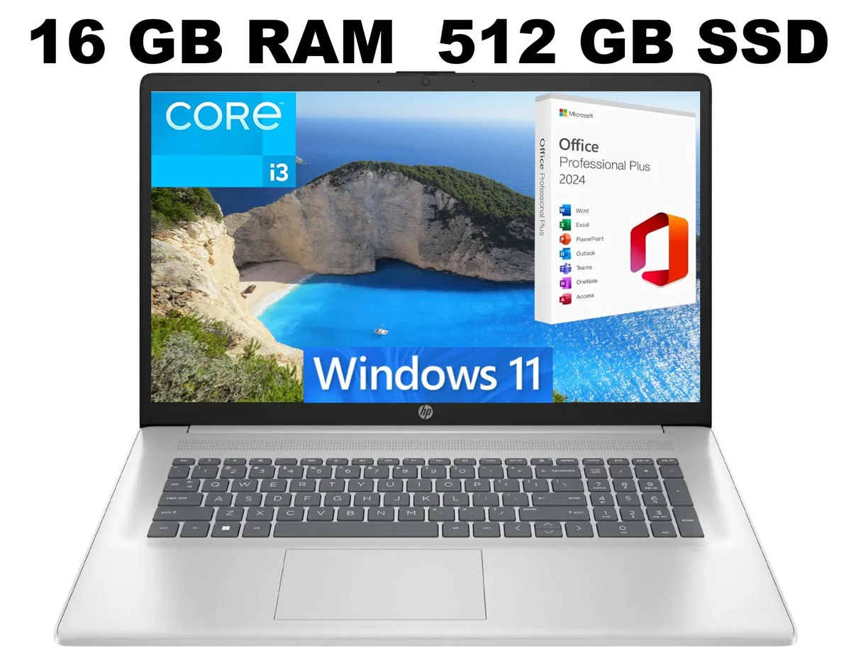 HP HP 17 laptop i3-1215U 16GB 512GB 17.3" FHD Silver — product photo