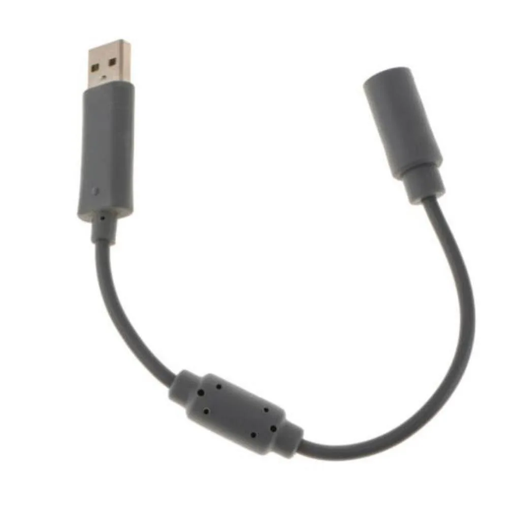 Short black breakaway cable with USB dongle for Xbox 360 controller