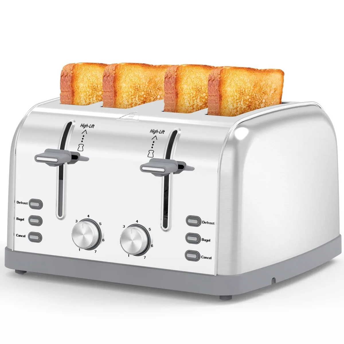  Lainsten ST-527-UL 4 Slice Toaster 1.5" Slots 800W Silver — product photo