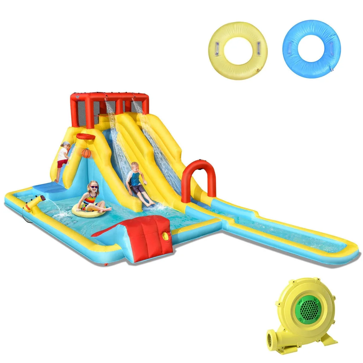 SlickBlue SlickBlue Inflatable Dual Slide Water Park Climbing Bouncer 735W Blower — product photo