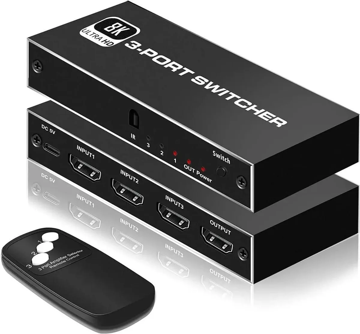 Vszerda Vszerda 8K@60Hz HDMI 2.1 3x1 video switch with IR remote 48Gbps 4K@120Hz — product photo