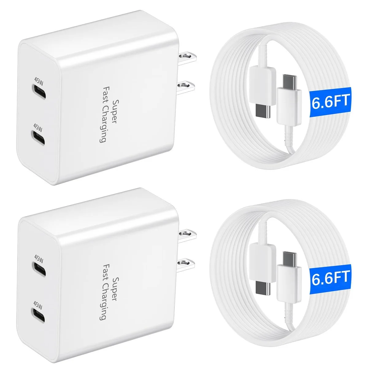 KEHIPI KEHIPI XHD-4513 45W USB-C charger white 6.6ft cable — product photo