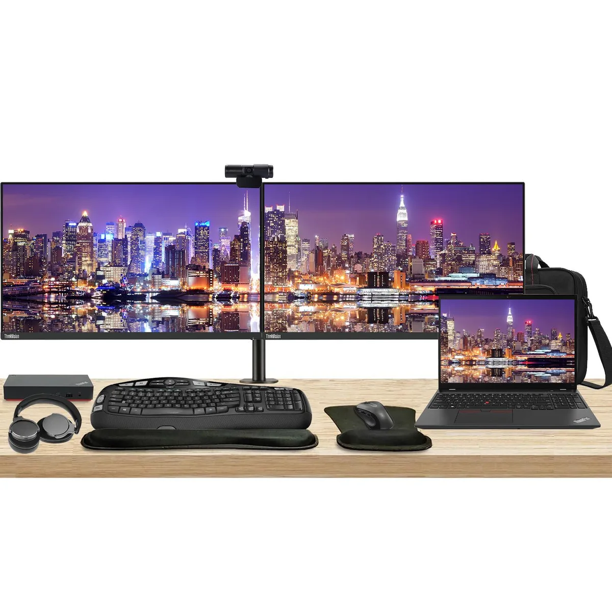 Lenovo Lenovo ThinkPad T16 Gen 2 16" Ryzen 5 7540U 16GB 256GB Bundle with 2×27" Monitors, Dock &amp; Accessories — product photo